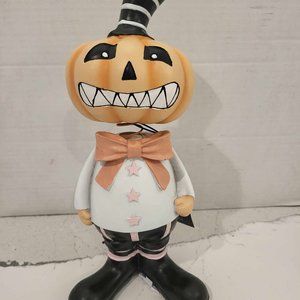 Creepy Pumpkin Bobble Head Goth Home Spooky Halloween Decor